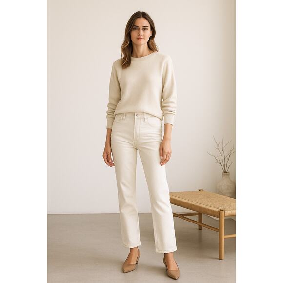 AGOLDE White High-Rise Straight Jeans – Size 26 Ankle Length Minimalist Classic - Picture 1 of 8